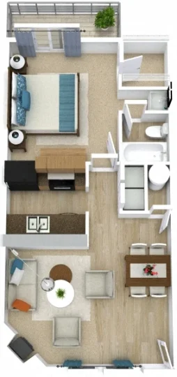 a floor plan of a two bedroom apartment at The  Woodlands Apartments